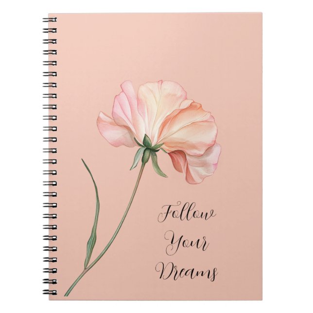 Pretty Peach Flower Notebook (Front)