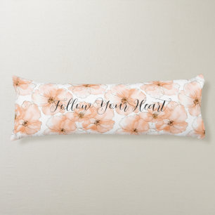 Pretty Peach Flowers Body Pillow