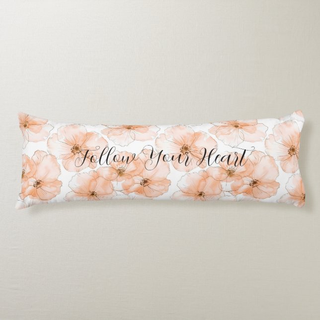 Pretty Peach Flowers Body Pillow (Front)