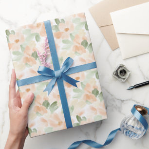 Pretty Peach Flowers Bridal Shower Wrapping Paper