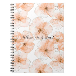 Pretty Peach Flowers Notebook