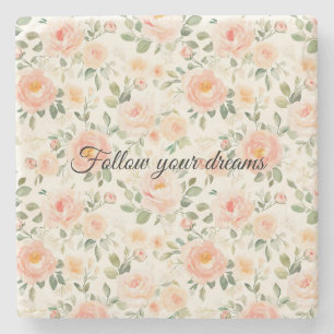 Pretty Peach Flowers Stone Coaster