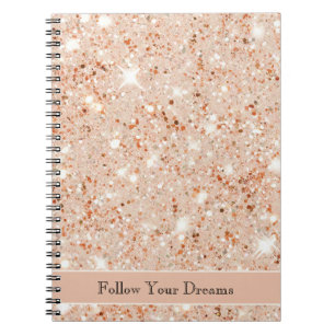 Pretty Peach Glitter Dreams Notebook