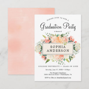 Pretty Peach Graduation Party Invitation