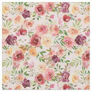 Pretty Peach Peony Floral Fabric