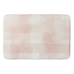 Pretty Peach Pink Cream Plaid Bath Mat