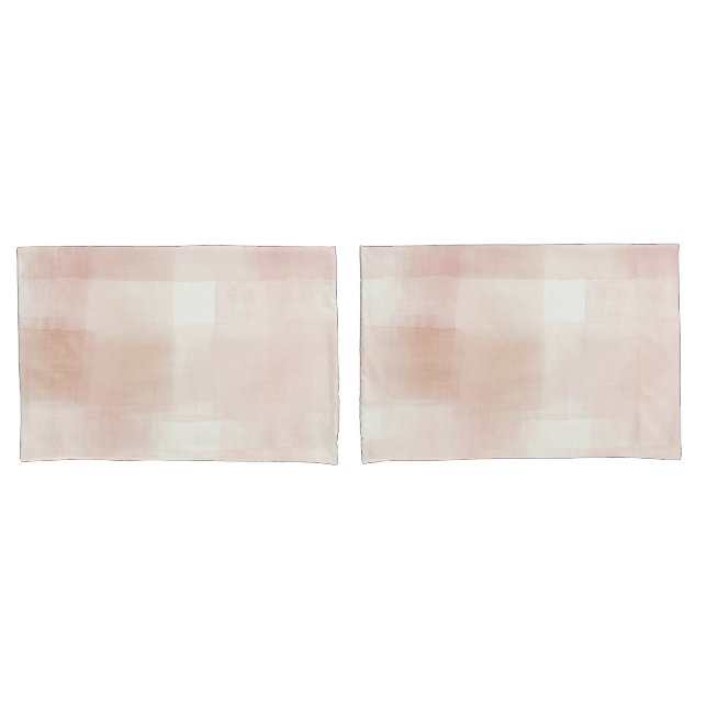 Pretty Peach Pink Cream Plaid Pillowcase (Front-Set)