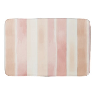 Pretty Peach Pink Cream Stripes Bath Mat