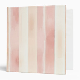 Pretty Peach Pink Cream Stripes Binder