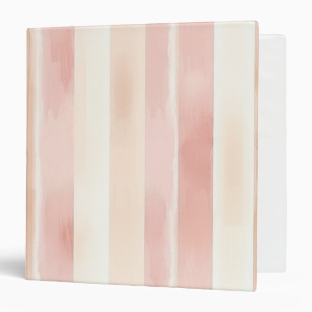 Pretty Peach Pink Cream Stripes  Binder (Front/Inside)