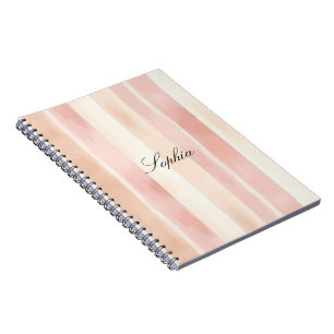 Pretty Peach Pink Cream Stripes  Notebook