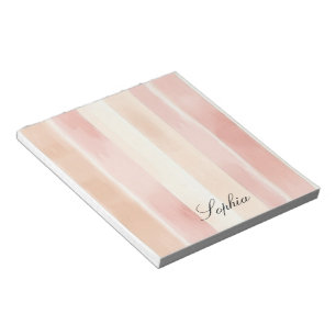 Pretty Peach Pink Cream Stripes Notepad