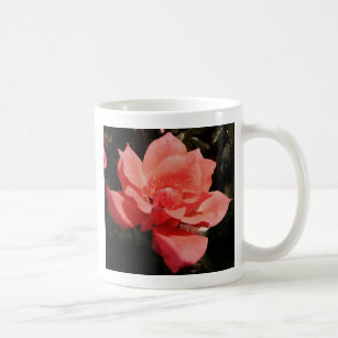 Pretty Peach Pink Rose floral Coffee Mug
