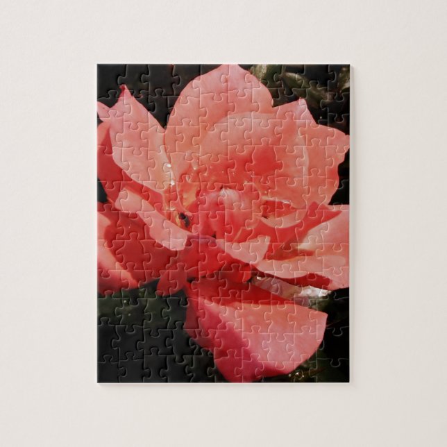 Pretty Peach Pink Rose floral Jigsaw Puzzle (Vertical)