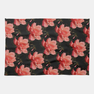 Pretty Peach Pink Rose floral Kitchen Towel