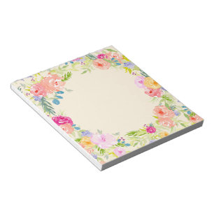 Pretty Peach Pink Watercolor Floral Notepad