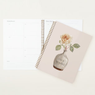 Pretty Peach Rose Flower in Vase Planner