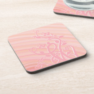 Pretty Peach Spirals, Vine, and Flowers Coaster
