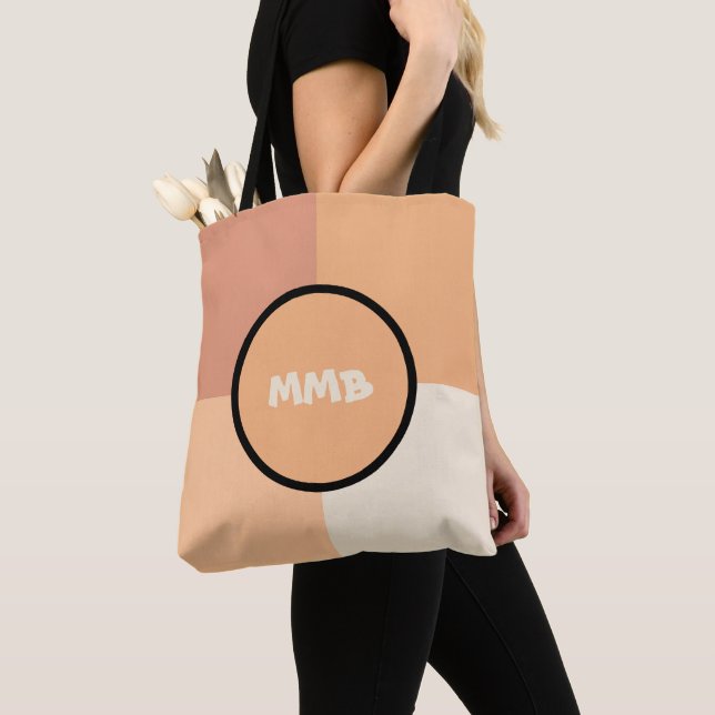 Pretty Peach Squares Tote Bag (Close Up)