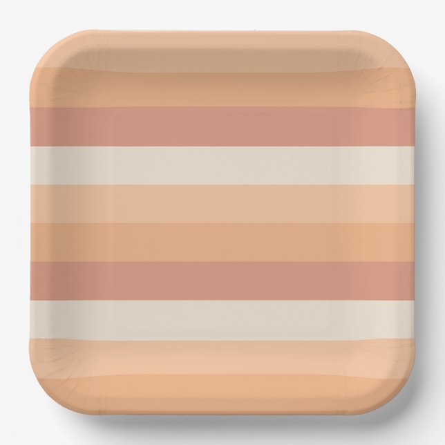 Pretty Peach Stripes Paper Plate (Front)