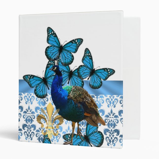 Pretty Peacock and blue butterflies Binder (Front/Inside)