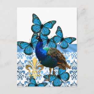 Pretty Peacock and blue butterflies Postcard