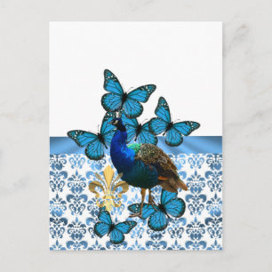 Pretty Peacock and blue butterflies Postcard