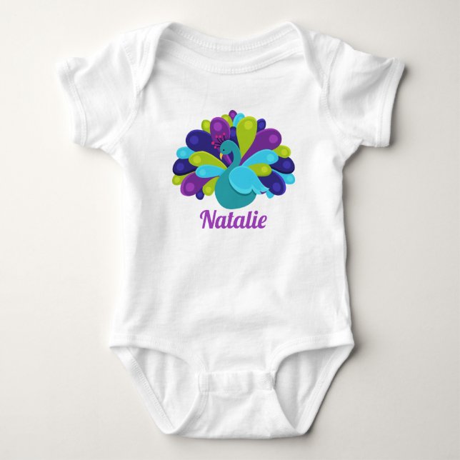 Pretty Peacock Baby Bodysuit (Front)