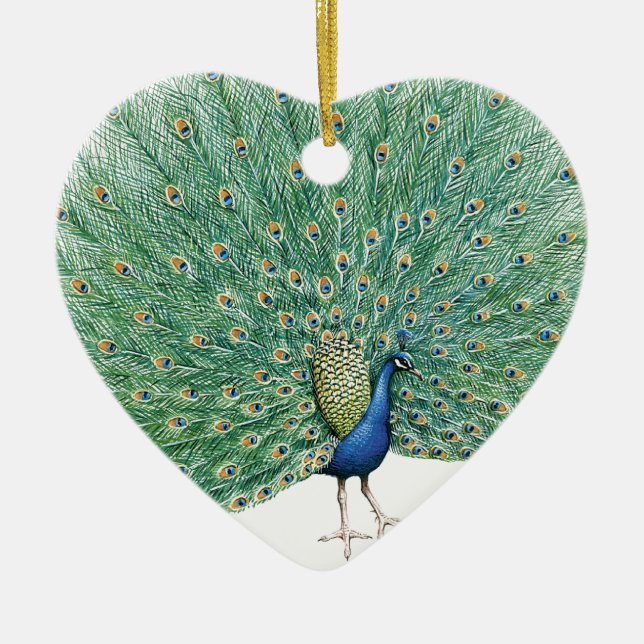 Pretty Peacock Ceramic Ornament (Front)
