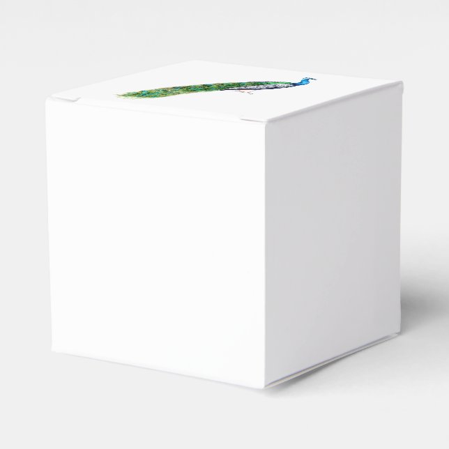 Pretty Peacock Favor Box (Front Side)