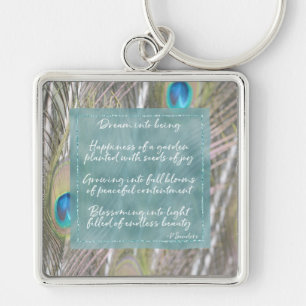 Pretty Peacock Feathers Dream Poem    Keychain