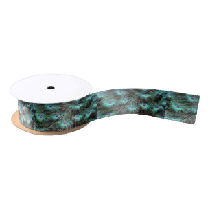 Pretty Peacock Feathers Photo Satin Ribbon