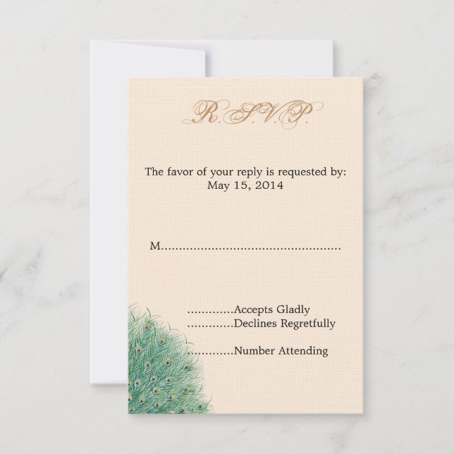 Pretty Peacock Feathers RSVP (Front)