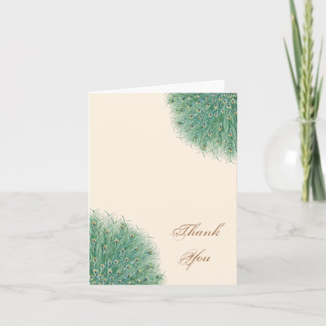 Pretty Peacock Feathers Thank You Card (Front)