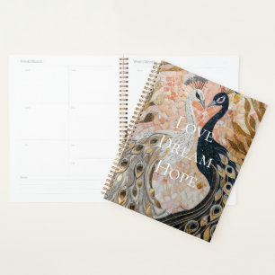 Pretty Peacock Pink Gold  Planner