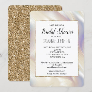 Pretty Pearl Aqua Blue Purple Bridal Shower Invitation