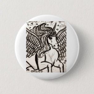 Pretty Pegacorn in Flight 2 Inch Round Button