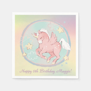 Pretty Pegasus Unicorn Pink, Purple Personalize Napkin