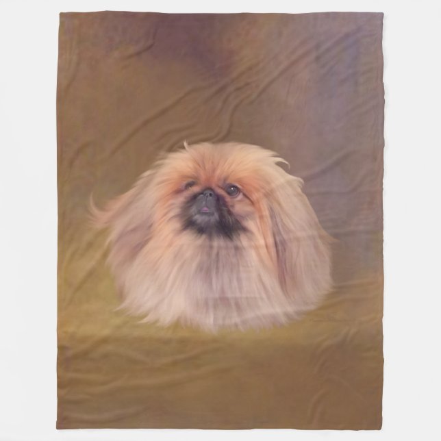 Pretty Pekingese Dog Fleece Blanket (Front)
