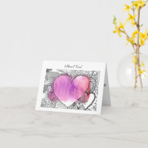 Pretty Pen and Ink and Watercolor Valentine Card