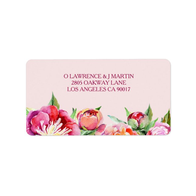 Pretty Peonies Floral Watercolor Label (Front)