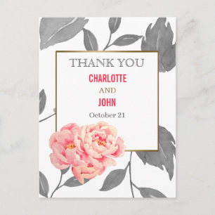 Pretty Peonies Modern Floral Thank You notes Postcard