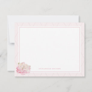 Pretty Peony Personalized Stationery Card