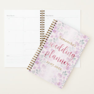 Pretty Peony Pink Watercolor wedding Planner