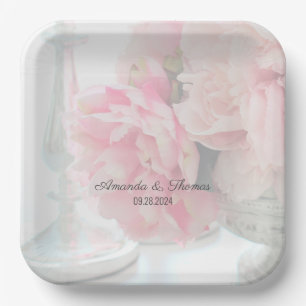 Pretty Peony Wedding  Paper Plate
