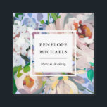 Pretty Periwinkle Blue with Watercolor Floral Square Business Card<br><div class="desc">This beautiful business card features bright periwinkle blue with a lovely feminine pastel watercolor bouquet.</div>