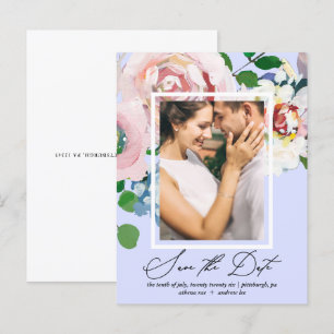 Pretty Periwinkle Floral Photo Save the Date Invitation Postcard