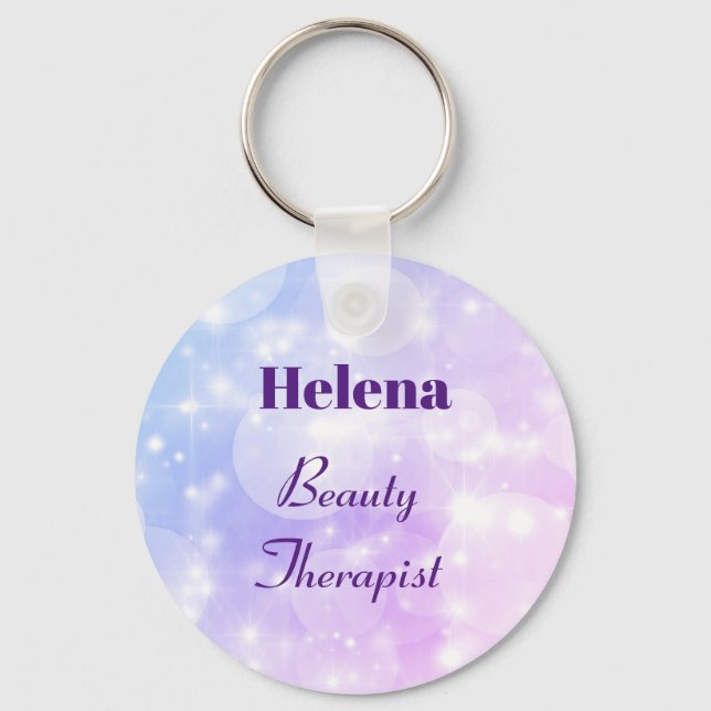 Pretty personalised Beauty Therapist Keychain (Front)