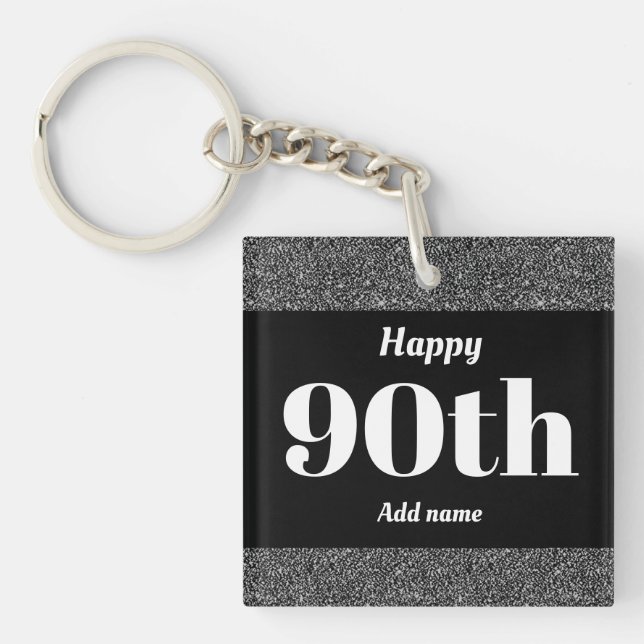 pretty personalised birthday gift keychain 90th (Front)