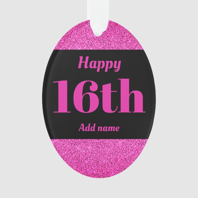Pretty personalised birthday gift ornament 16th (Front)